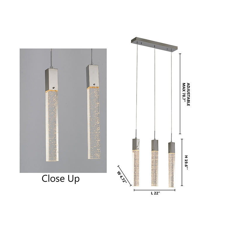 Frame Island Light with Hanging Clear Bubble Block Crystals by Bethel - view 6