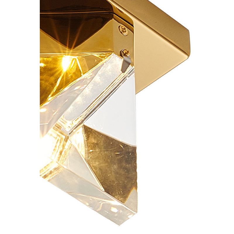 Clear Triangular Crystal Flush Mount with Brass Iron Frame by Bethel - view 6