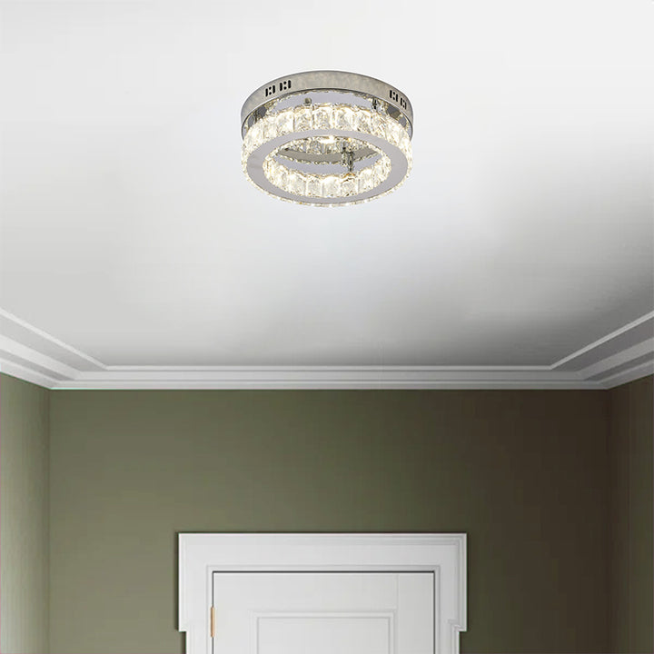 Clear Crystal Ring Flush Mount with Chrome Hardware LED Crystal Ring Frame by Bethel - view 4