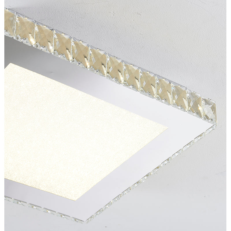Square Clear Crystal Flush Mount with Hardware &amp; a Beaded Acrylic