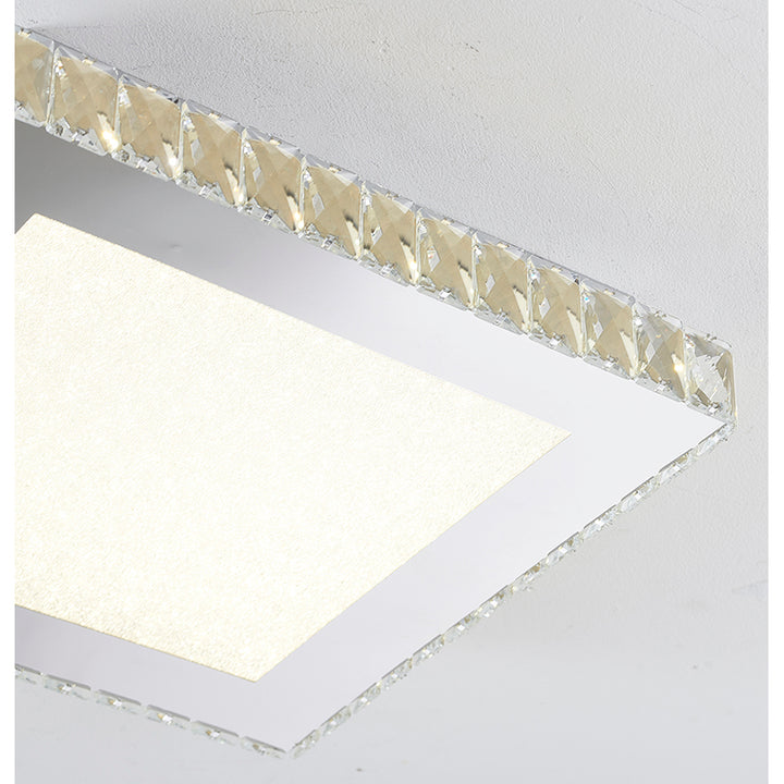 Square Clear Crystal Flush Mount with Hardware &amp; a Beaded Acrylic