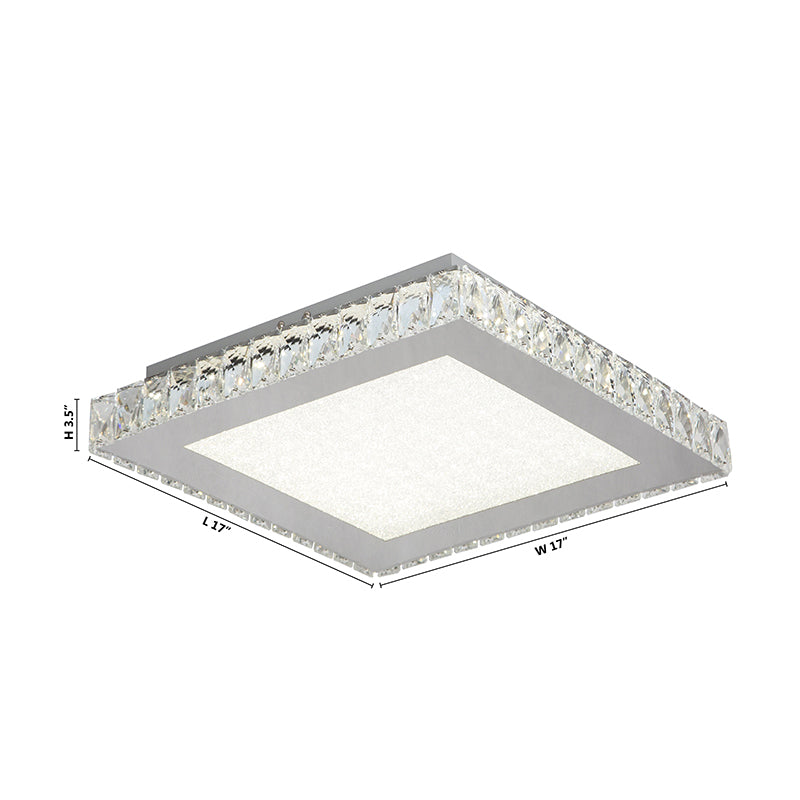 Square Clear Crystal Flush Mount with Hardware &amp; a Beaded Acrylic