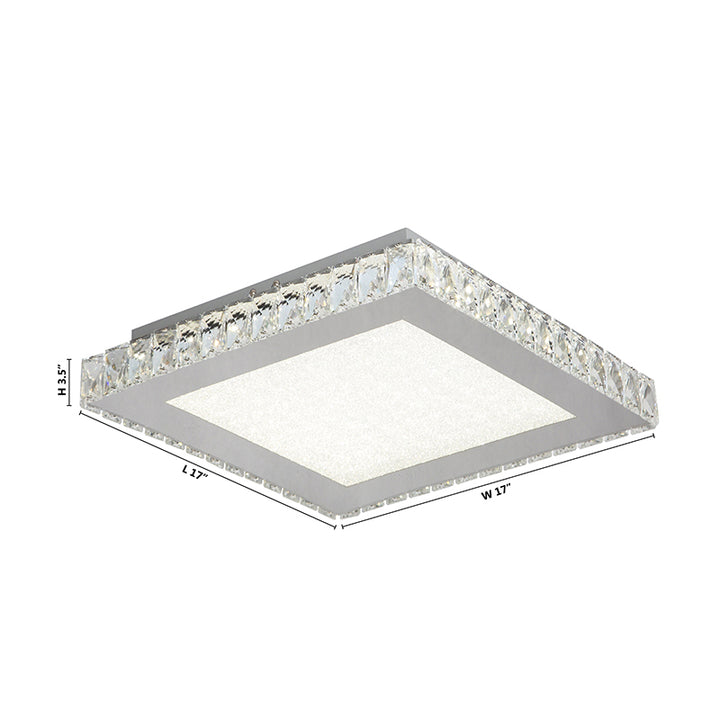 Square Clear Crystal Flush Mount with Hardware &amp; a Beaded Acrylic