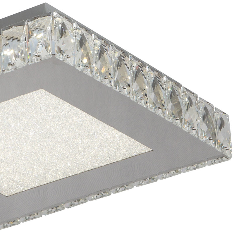Square Clear Crystal Flush Mount with Hardware &amp; a Beaded Acrylic