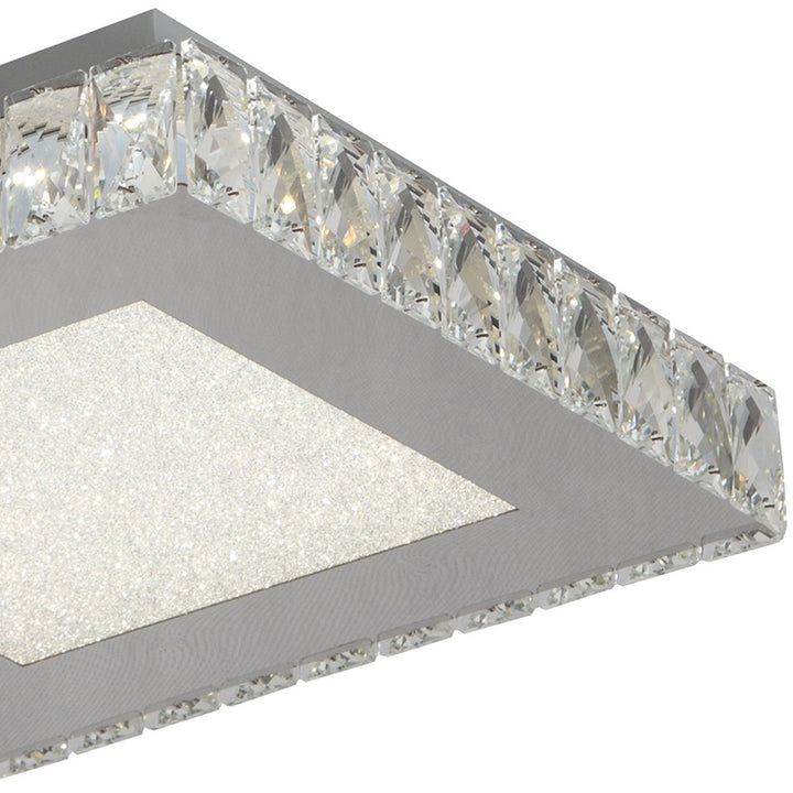 Square Clear Crystal Flush Mount with Hardware &amp; a Beaded Acrylic