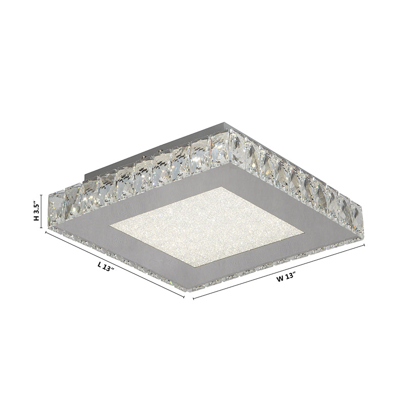 Square Clear Crystal Flush Mount with Hardware &amp; a Beaded Acrylic