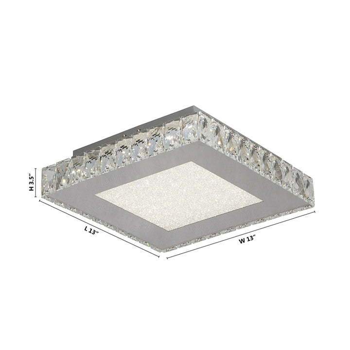 Square Clear Crystal Flush Mount with Hardware &amp; a Beaded Acrylic