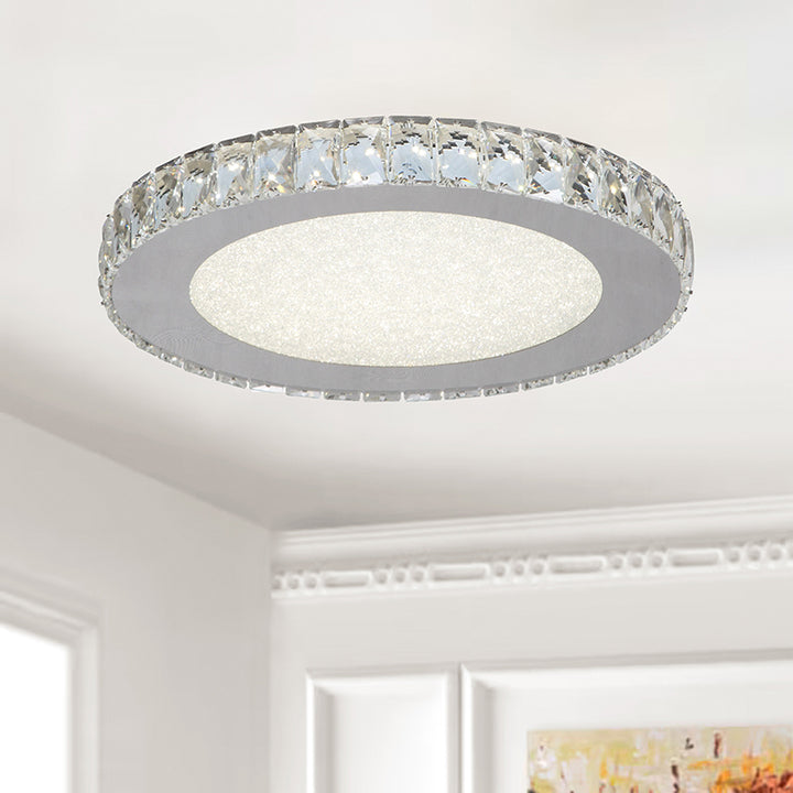 Round Clear Crystal Flush Mount with Hardware &amp; a Beaded Acrylic