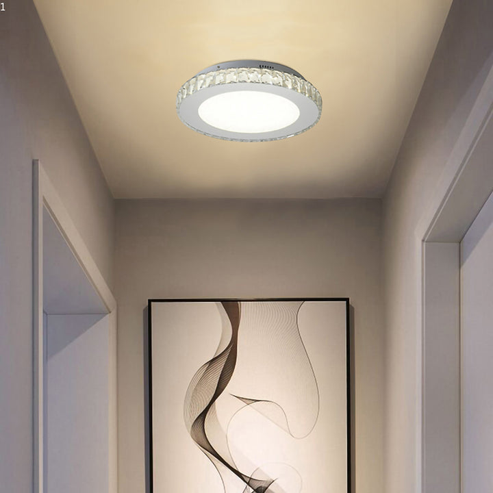 Round Clear Crystal Flush Mount with Hardware &amp; a Beaded Acrylic