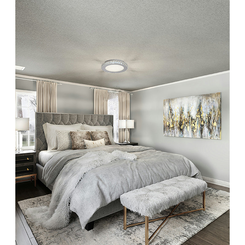 Round Clear Crystal Flush Mount with Hardware &amp; a Beaded Acrylic