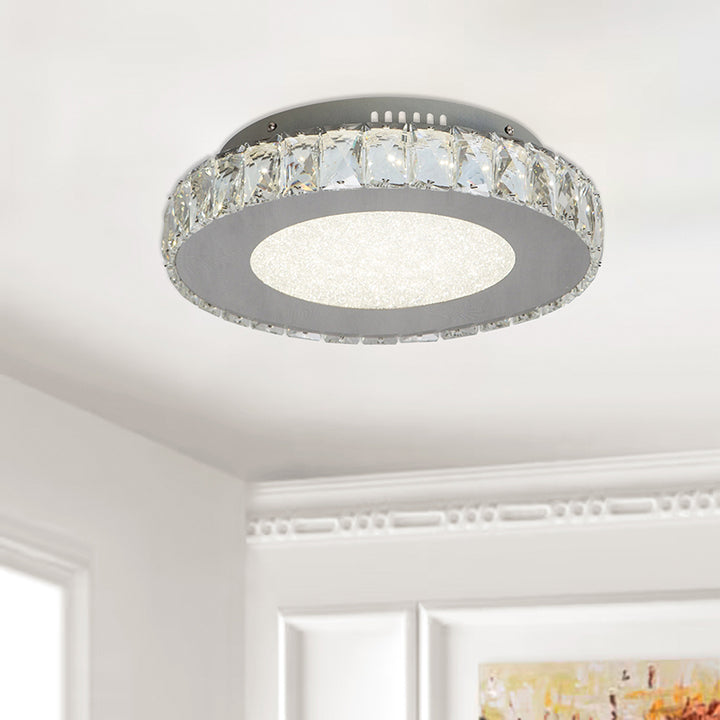 Round Clear Crystal Flush Mount with Hardware &amp; a Beaded Acrylic