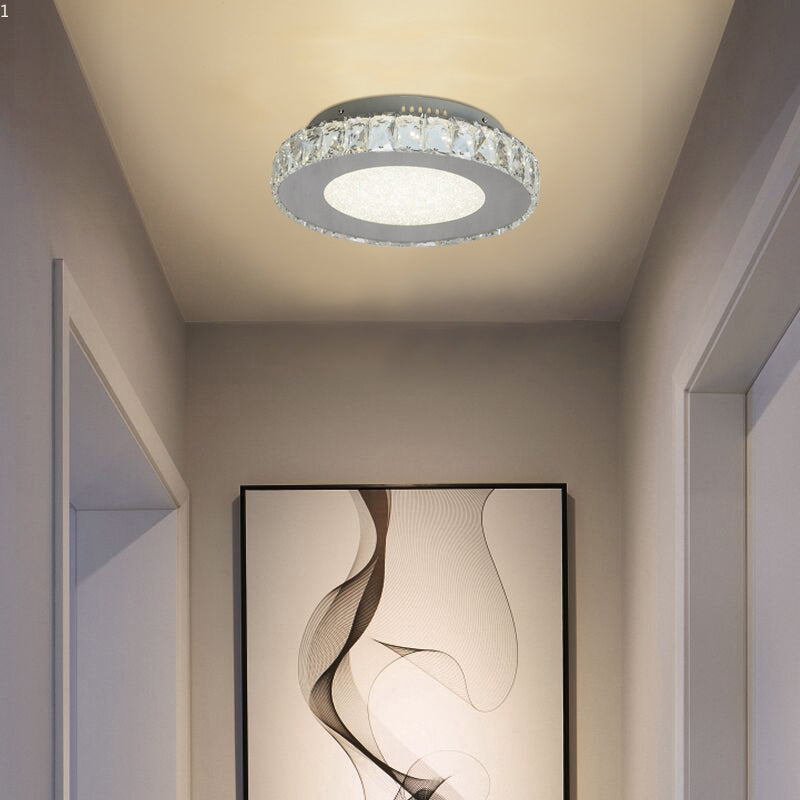 Round Clear Crystal Flush Mount with Hardware &amp; a Beaded Acrylic