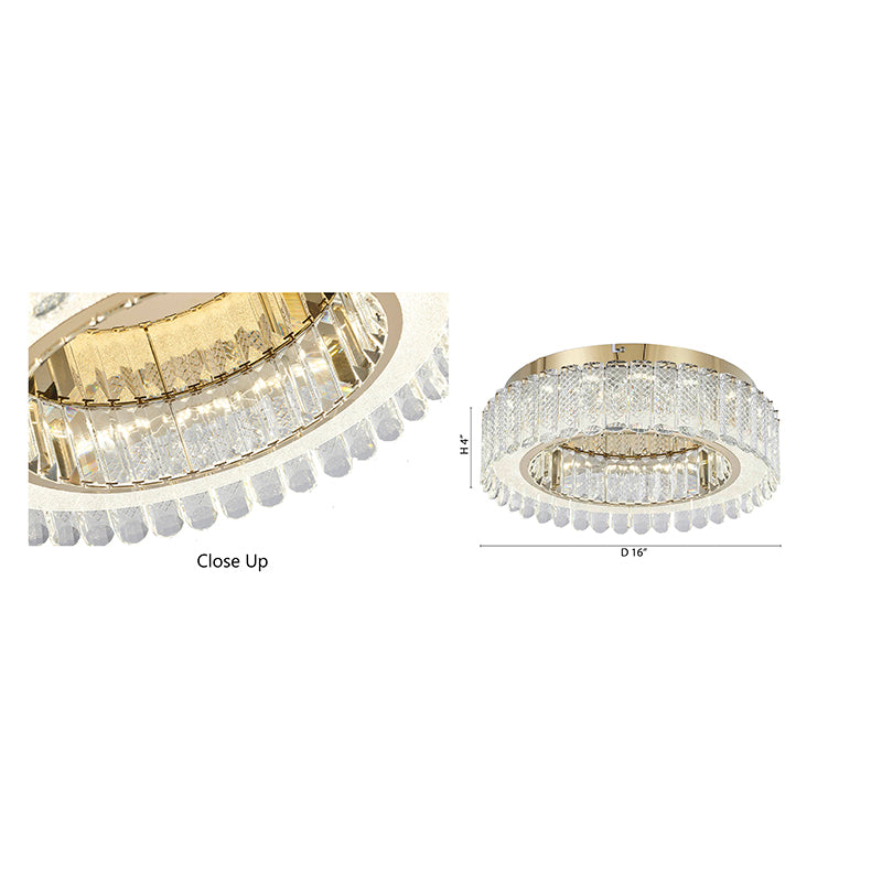Gold Stainless Steel Flush Mount with Clear Crystals by Bethel - view 11