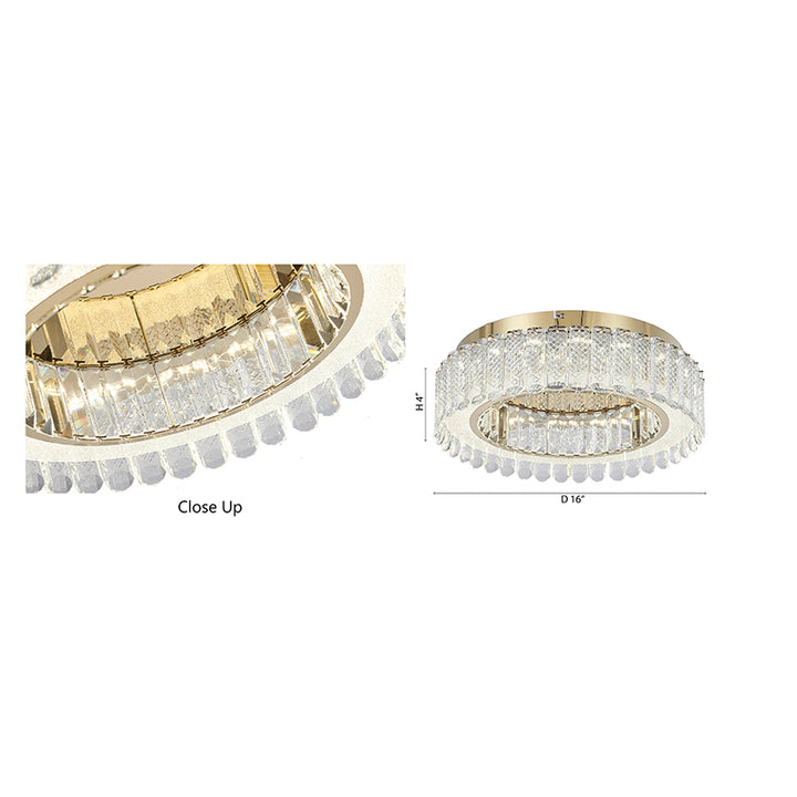 Gold Stainless Steel Flush Mount with Clear Crystals by Bethel - view 11