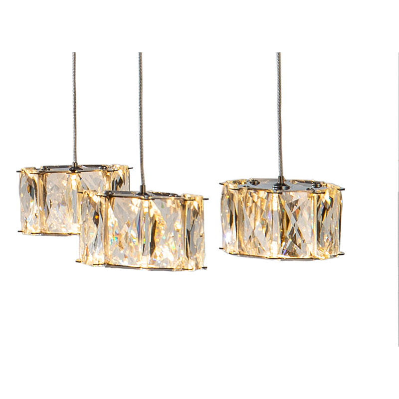Chrome Framed Island Light with Clear Crystal LED Hanging Pendants by Bethel - view 6