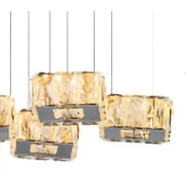 Chrome Metal Frame LED Island Light with Clear Crystal Hanging Pendants by Bethel - view 4