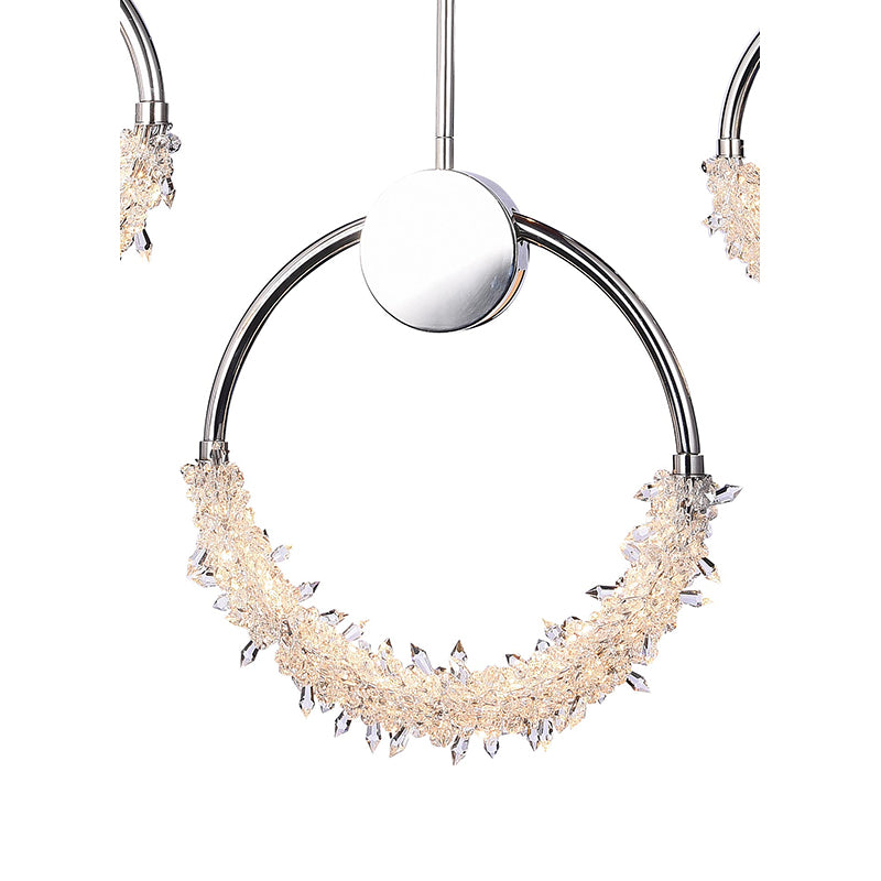 Stainless Steel Rectangular Frame LED Chandelier with Clear Crystal Beading by Bethel - view 4