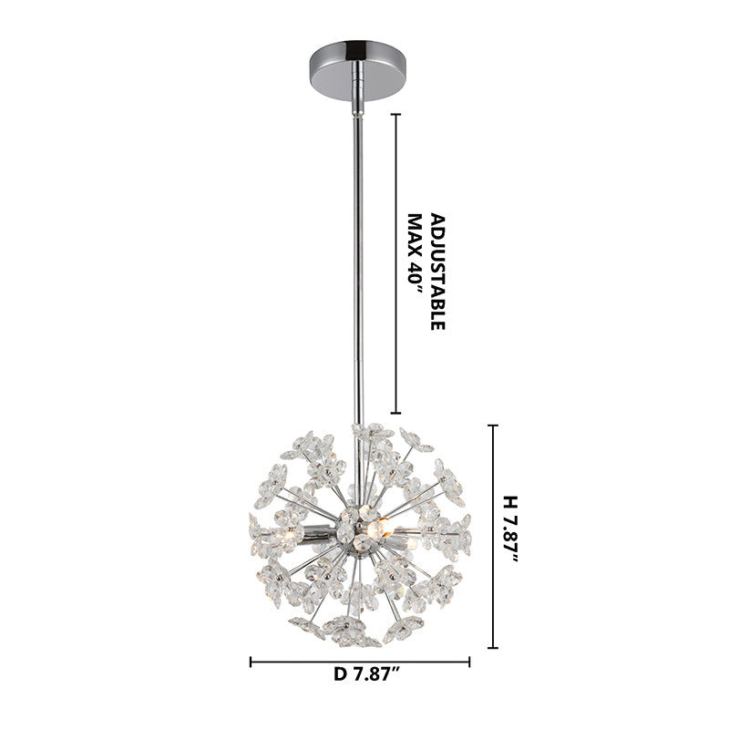 Clear Crystal Sputnik Flower Pendant Light with Hardware by Bethel - view 2