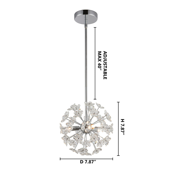 Clear Crystal Sputnik Flower Pendant Light with Hardware by Bethel - view 2