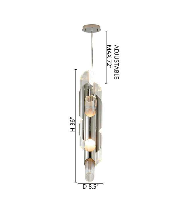 Stainless Steel Pendant Light with Clear Glass Shade by Bethel - view 11