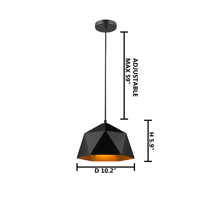 Metal Shade Single Pendant Light with Interior by Bethel - view 3