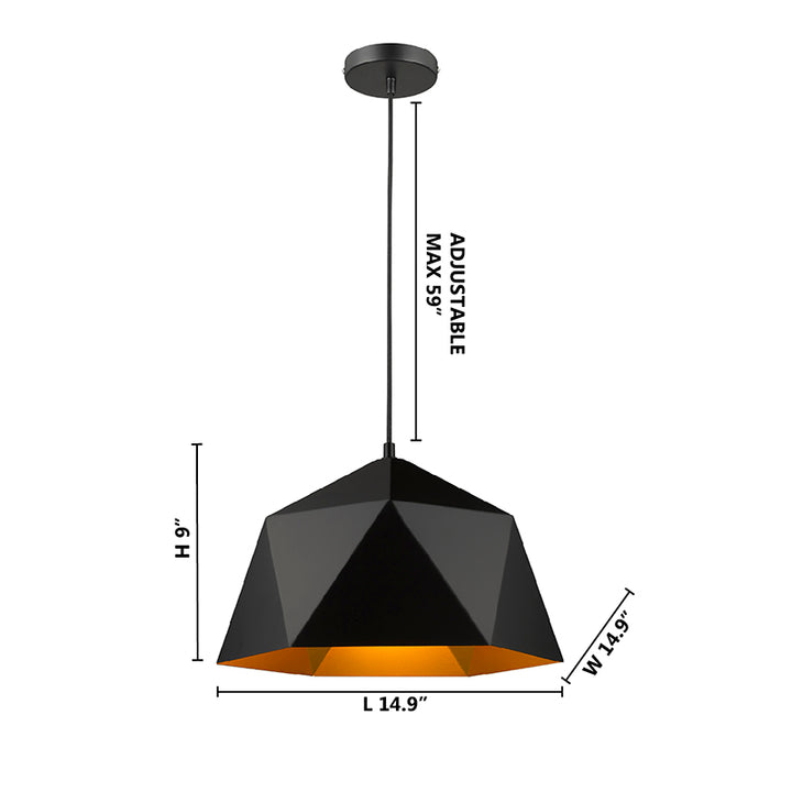 Metal Shade Single Pendant Light with Interior by Bethel - view 11