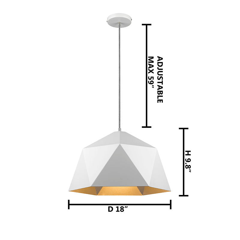 Metal Shade Single Pendant Light with Interior by Bethel - view 26