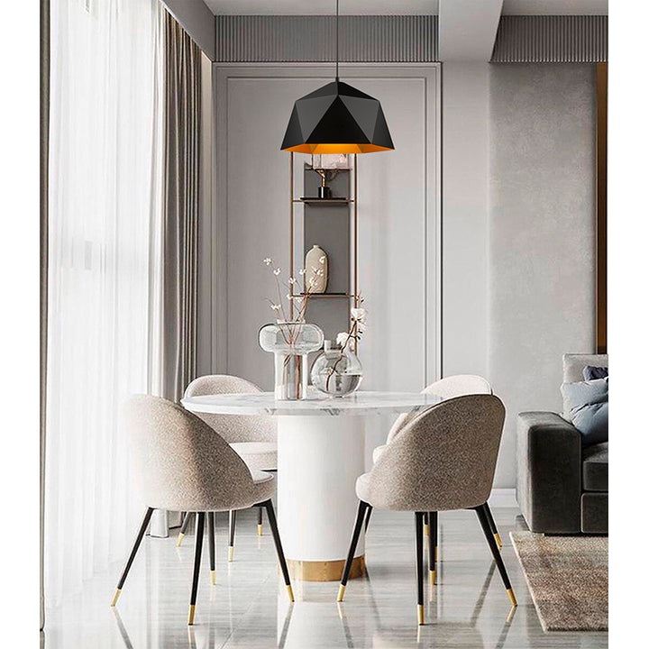 Metal Shade Single Pendant Light with Interior by Bethel - view 20
