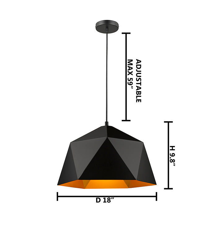 Metal Shade Single Pendant Light with Interior by Bethel - view 21