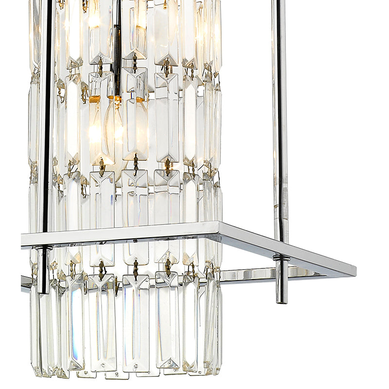 Chrome Frame Cage Pendant Light with Clear Hanging Crystals by Bethel - view 2
