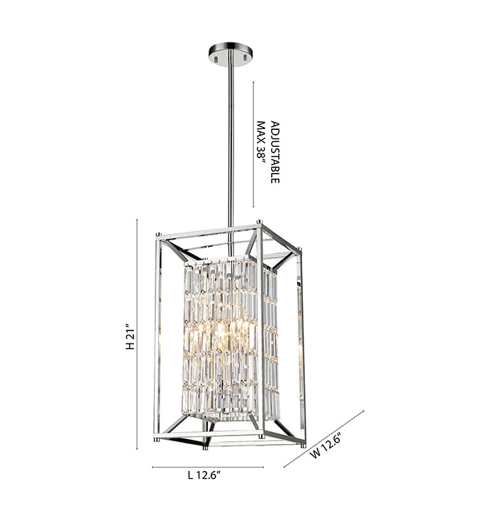 Cage Pendant Light with Clear Hanging Crystals by Bethel - view 3