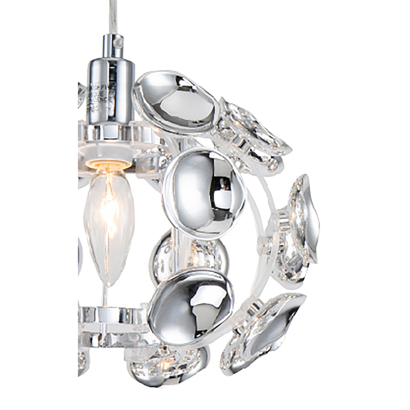 Chrome Honeycomb Resin Frame Single Pendant Light by Bethel - view 4