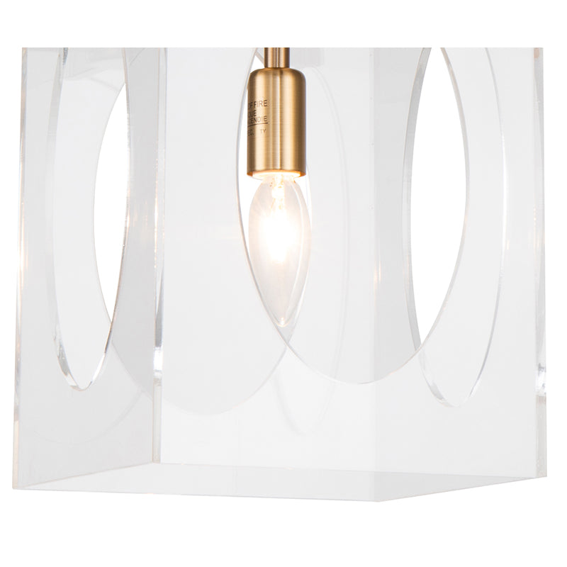 Square Clear Acrylic Single Pendant Light with Metal Frame Oval by Bethel - view 4