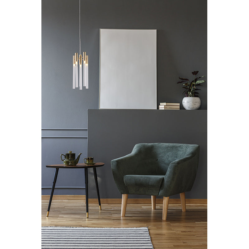 Frame Single Pendant Light with Clear Glass Tubes by Bethel - view 9