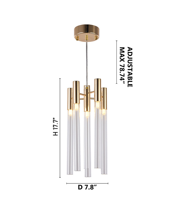 Frame Single Pendant Light with Clear Glass Tubes by Bethel - view 10