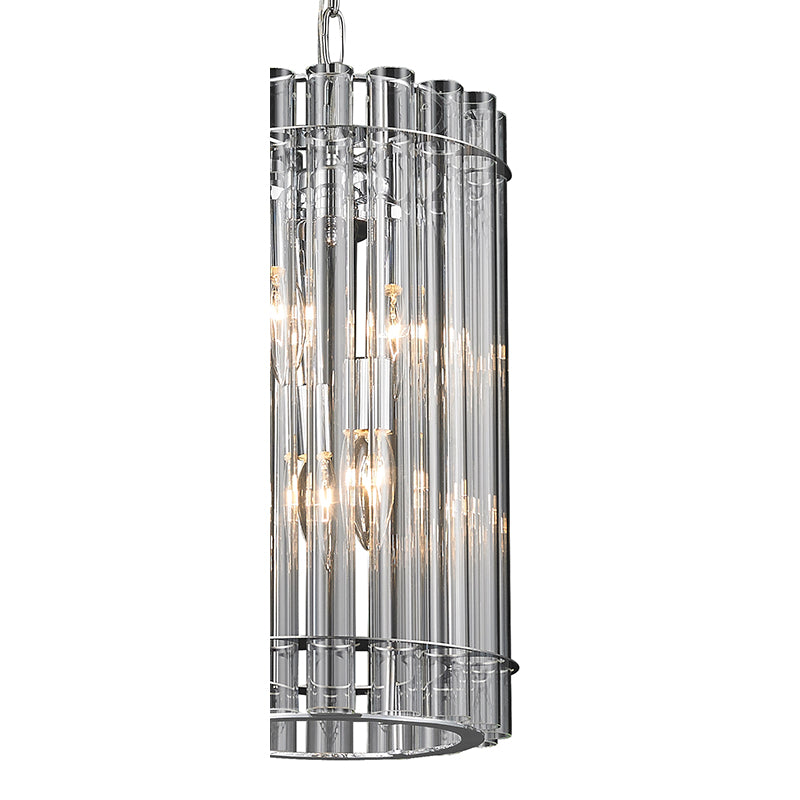 Chrome Frame Single Pendant Light with Clear Glass Tubes by Bethel - view 2