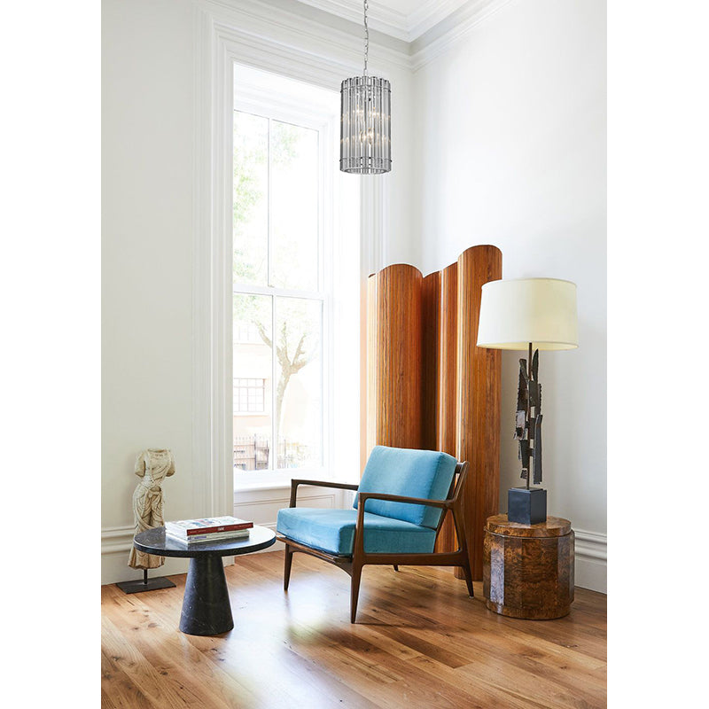 Chrome Frame Single Pendant Light with Clear Glass Tubes by Bethel - view 4