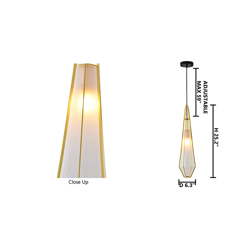 Frosted Glass Pendant Light with Aluminium Frame by Bethel - view 7