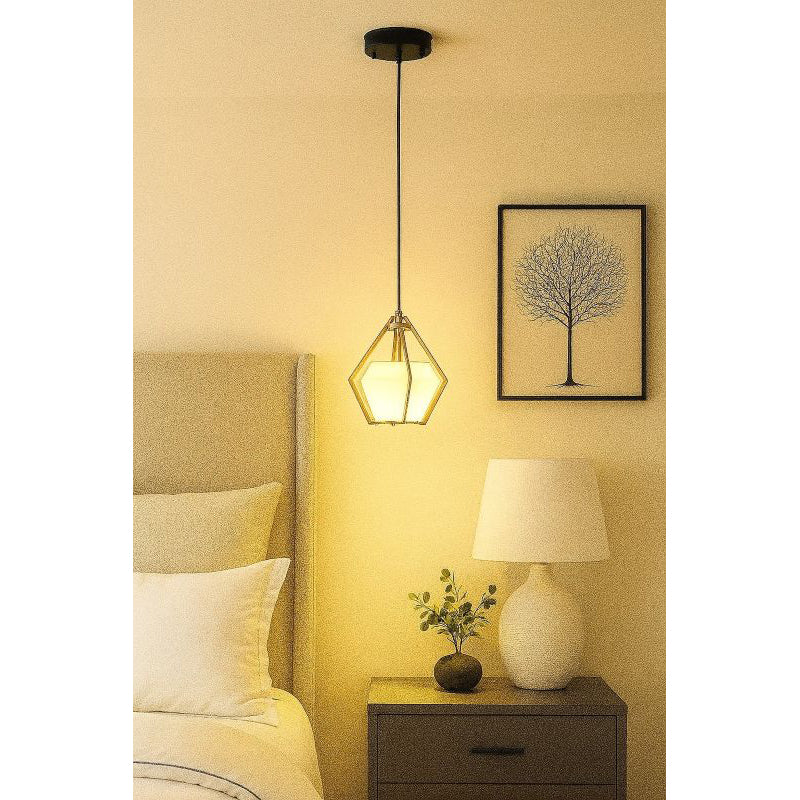 Frosted Glass Pendant Light with Aluminium Frame by Bethel - view 19