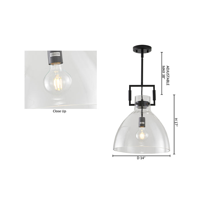 Metal Frame Pendant Light with Clear Glass Shade by Bethel - view 20