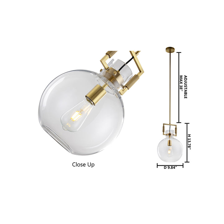 Metal Frame Pendant Light with Clear Glass Shade by Bethel - view 9