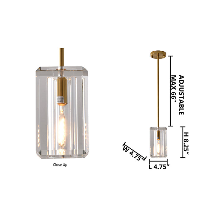Metal Frame Pendant Light with Clear Crystal Shade by Bethel - view 11