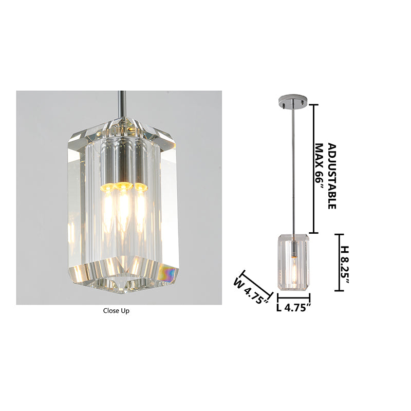 Metal Frame Pendant Light with Clear Crystal Shade by Bethel - view 6