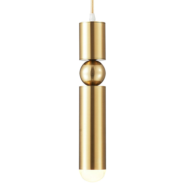 Brass Plated Single Pendant Light with Rounded Base Tip by Bethel - view 3