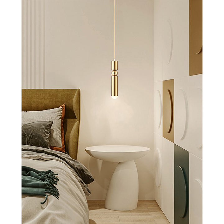 Brass Plated Single Pendant Light with Rounded Base Tip by Bethel - view 4