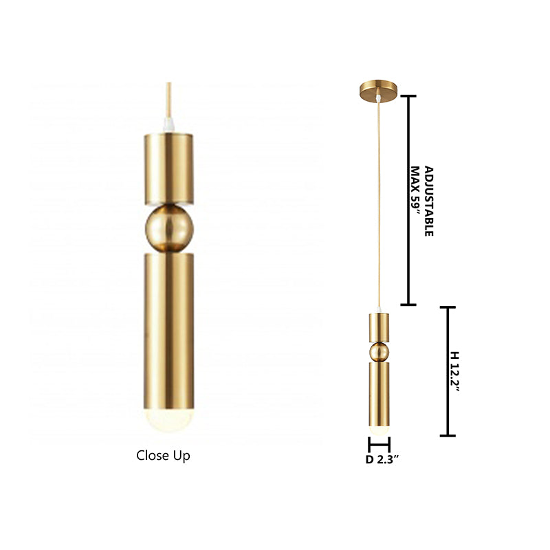 Brass Plated Single Pendant Light with Rounded Base Tip by Bethel - view 5