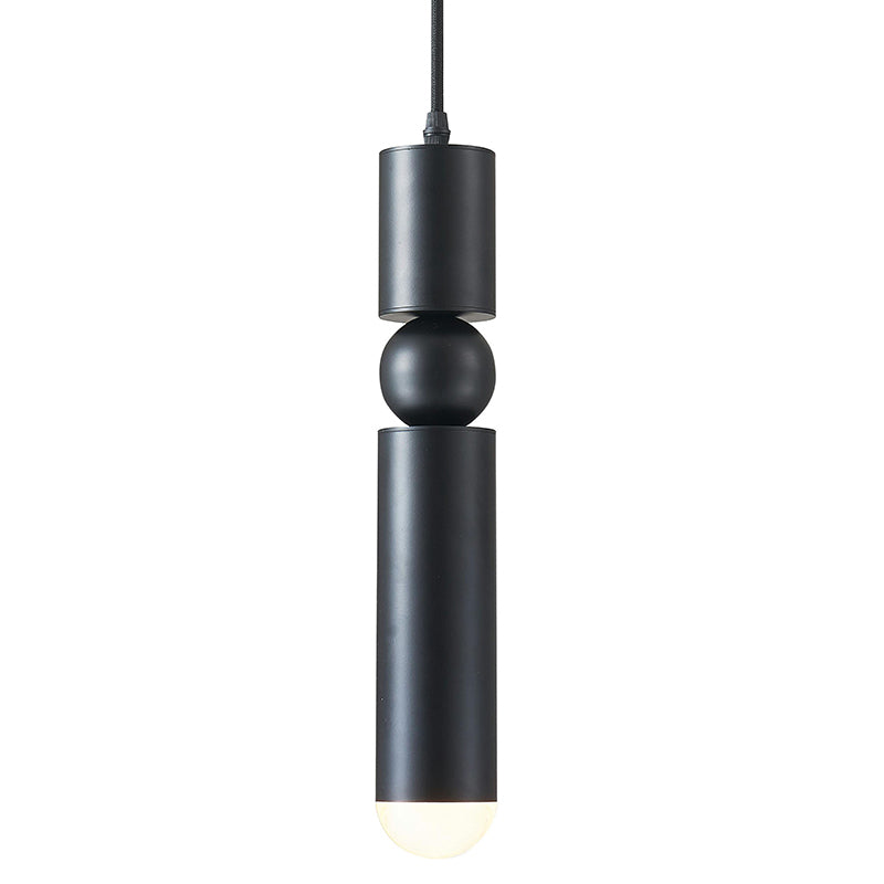 Matte Black Single Pendant Light Fixture with Rounded Base Tip by Bethel - view 3
