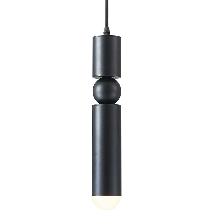 Matte Black Single Pendant Light Fixture with Rounded Base Tip by Bethel - view 3