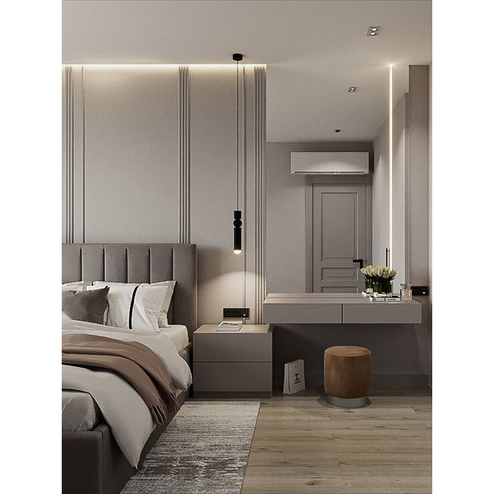 Matte Black Single Pendant Light Fixture with Rounded Base Tip by Bethel - view 5