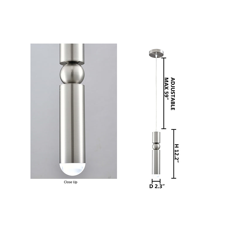 Shiny Nickel Single Pendant Light with Frosted Glass Diffuser by Bethel - view 6